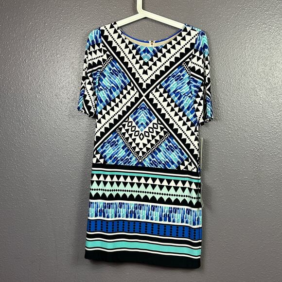 Eliza J Lined Shift Dress Size 2 Petite Geometric Print NEW NWT - Picture 1 of 5